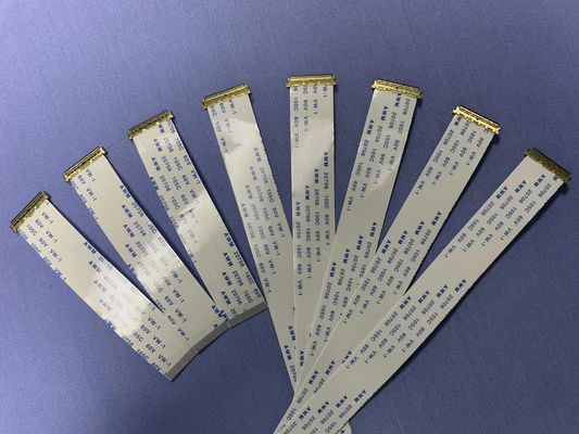 مواد العزل PET 0.5mm كابل FFC المسطح UL20624 80c 60v 20 Pin كابل شريط FPC