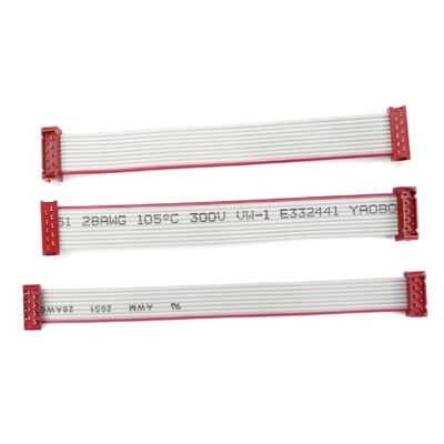 كابل مسطح من البوليستر 28AWG من PVC 1.27mm Micro Connector كابل IDC 8 دبوس