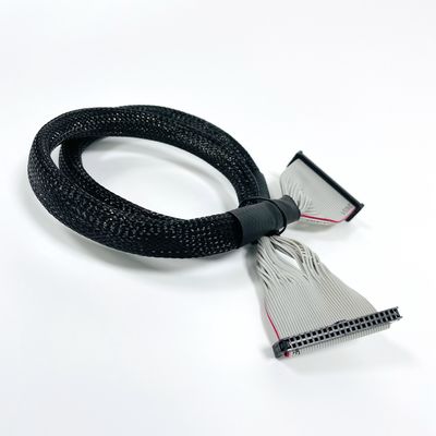 2كابل مسطح ذو شريط أسود ذو مساحة 54 ملم مع وصلة IDC UL2651 28awg