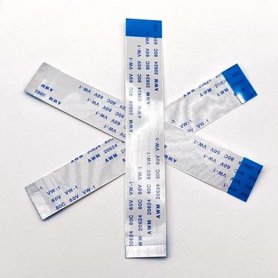 كابل إلكتروني مسطح مرن 8 دبوس مطلي بالذهب 1.25mm 10cm كابل Ffc UL20624 80C 60V