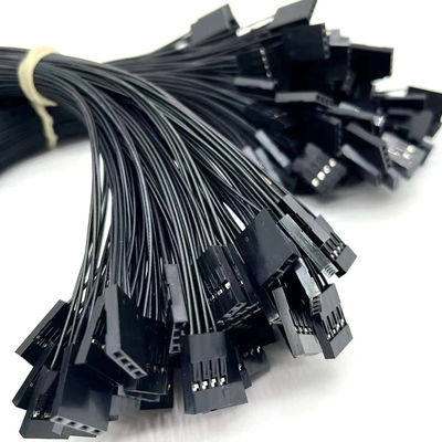2.54mm Pitch 4 Pin Dupont Cable Assembly UL1007 24awg الأسود الطول المخصص