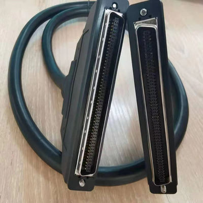 HPDB 100 Pin MDR Connector مجموعة كابلات SCSI الأسلاك السوداء مع مواد اتصال نحاسية