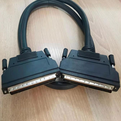 HPDB 100 Pin MDR Connector مجموعة كابلات SCSI الأسلاك السوداء مع مواد اتصال نحاسية