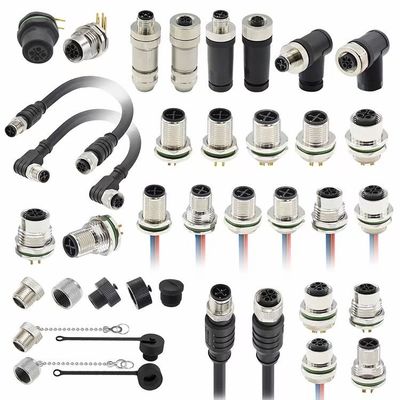 سلسلة M12 الدائرية المرفق الذكور مغلقة 5pin المسمار الخلفي لوحة تركيب M16 * 1.5 PG9