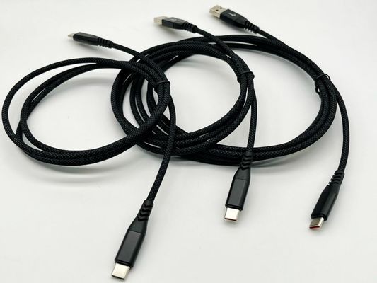 1m Black USB Molded Cable Assembly UL2725 28Awg لتمزيق البيانات السريعة وشحنها