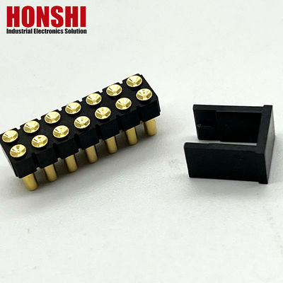 2.54mm High Current Pogo Pin Connector الإناث 2x7P المصفوفة بالذهب H2.5 SMT نوع لـ PCB
