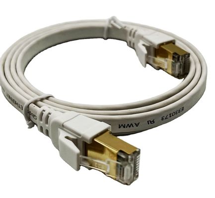 كابل إيثيرنت أبيض مقطوعة Cat8 مخصص للاتصال بالشبكة Rj45