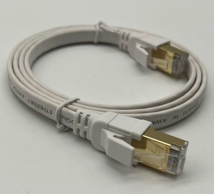 كابل إيثيرنت أبيض مقطوعة Cat8 مخصص للاتصال بالشبكة Rj45