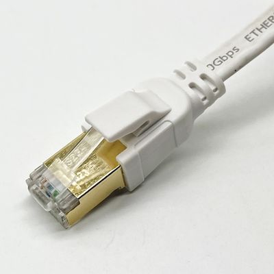 كابل إيثيرنت أبيض مقطوعة Cat8 مخصص للاتصال بالشبكة Rj45
