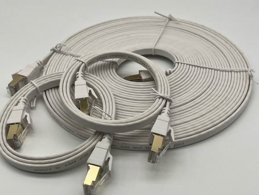 كابل إيثيرنت أبيض مقطوعة Cat8 مخصص للاتصال بالشبكة Rj45