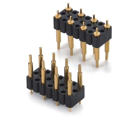 عقدة مخصصة 5.08mm Pitch Pogo Pin Connector Male 8 Pin 4.0mm ثلاثة صفوف محملة بالربيع