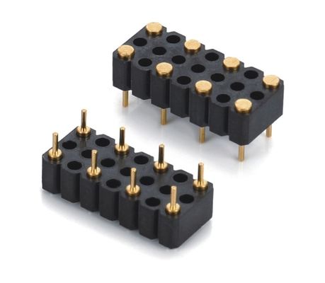 عقدة مخصصة 5.08mm Pitch Pogo Pin Connector Male 8 Pin 4.0mm ثلاثة صفوف محملة بالربيع