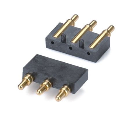 2.5mm Pitch Brass C6801 3 Pin SMT نوع الذكور الرأس Pogo Pin رابط بلاستيك أسود