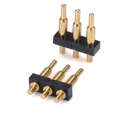 صف واحد 3pin 1.5mm Dip Type Plated Gold Brass Pogo pin Connector 2.54mm معدل التقاط