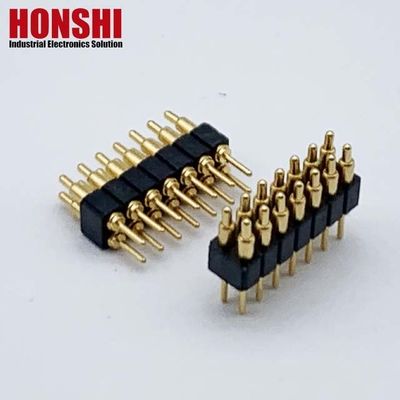 2.54ملم H2.5 2x7Pin Pogo Pin Connector النحاس الربيع المحمل الالكتروني