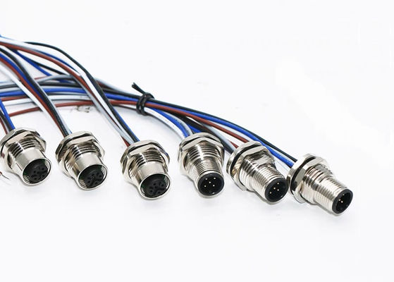 سلسلة M12 الدائرية المرفق الذكور مغلقة 5pin المسمار الخلفي لوحة تركيب M16 * 1.5 PG9
