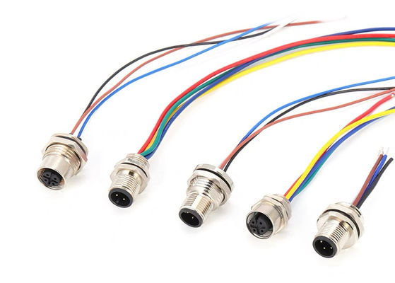 سلسلة M12 الدائرية المرفق الذكور مغلقة 5pin المسمار الخلفي لوحة تركيب M16 * 1.5 PG9