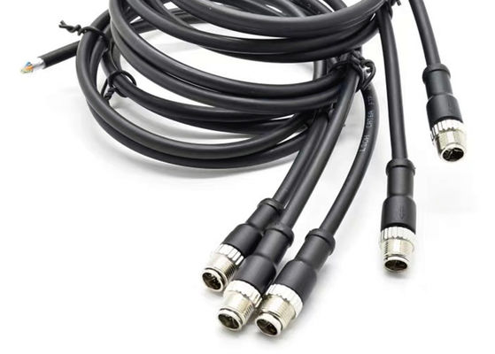 M12 8Pin X-Code Circular Connector Plug Shield خلفية لوحة المسمار اللاصق PG9 لإشارات مراقبة Cat6a Ethernet