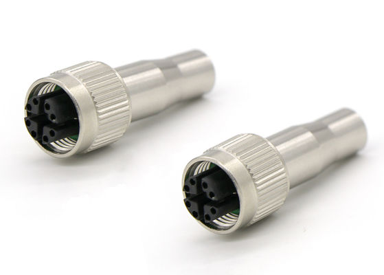 إمرأة الدائرية M12 X Code Connector 8 Pin Long Shield Socket للفئة 6a