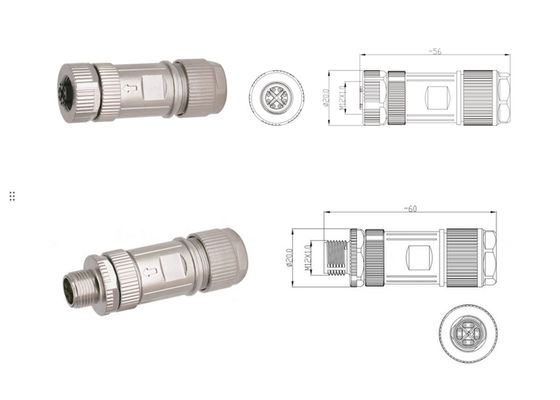 محول M12 X Code Connector Ethernet 8 Pin Male Female Plug Connector مجمع المسمار