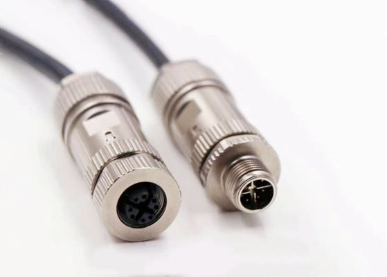 ربط الأسلاك الدائرية من سبائك الزنك القشرة M12 8 Pin Male Ethernet Connector Assembly