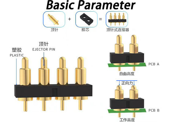 2.54mm Pitch Pogo Pin Connectors ربيع محمل H7.75mm للاتصال بين الجهازين