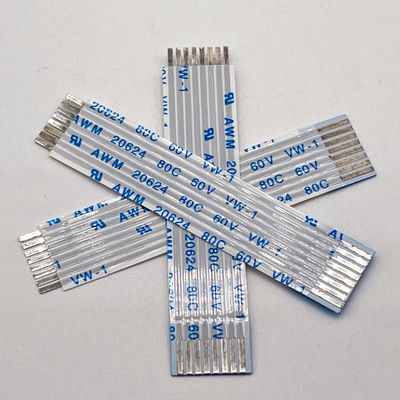 UL20624 1.25mm 8Pin FFC ربون كابل 80C 60V 100mm ربون كابل مسطح مرن