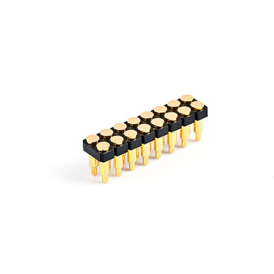 2.54mm 16P Pogo Pin Connector SMT نوع ذهبية مطلية نحاسية ربيعية محملة بنات Pogo