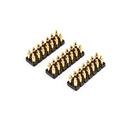 2.54mm 16P Pogo Pin Connector SMT نوع ذهبية مطلية نحاسية ربيعية محملة بنات Pogo
