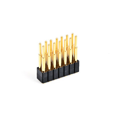 2.54mm 16P Pogo Pin Connector SMT نوع ذهبية مطلية نحاسية ربيعية محملة بنات Pogo