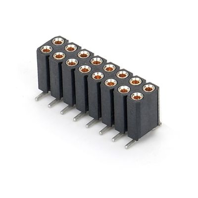 2.54mm صف مزدوج H7.0mm SMT PCB النحاسية المعالجة الدائرية المرأة ربط الرأس PA6T الأسود
