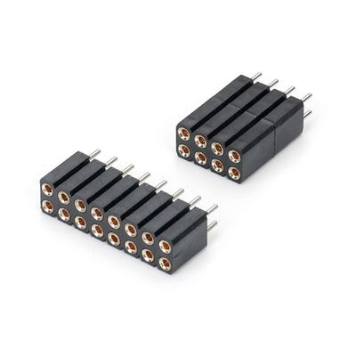 2.54mm صف مزدوج H7.0mm SMT PCB النحاسية المعالجة الدائرية المرأة ربط الرأس PA6T الأسود