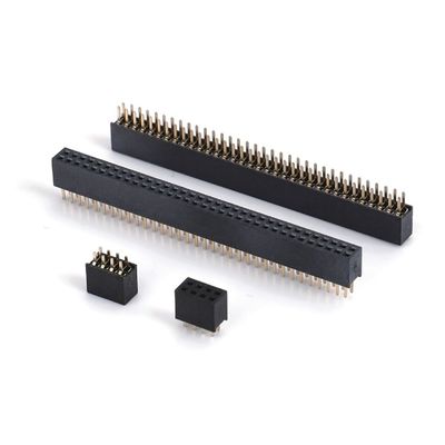 1.0 رأس الإناث غطاء صف مزدوج مستقيم PA6T أسود 2pin-100pin مجلس إلى مجلس الاتصال