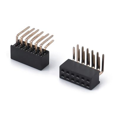1.0 رأس الإناث غطاء صف مزدوج مستقيم PA6T أسود 2pin-100pin مجلس إلى مجلس الاتصال