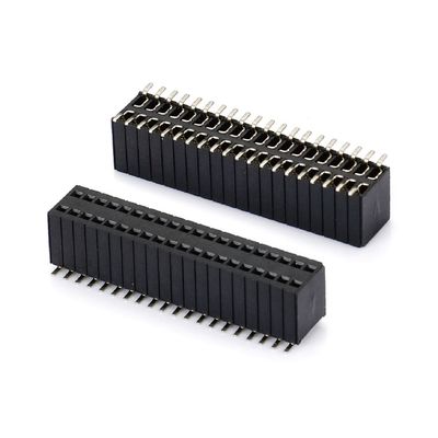 1.0 رأس الإناث غطاء صف مزدوج مستقيم PA6T أسود 2pin-100pin مجلس إلى مجلس الاتصال