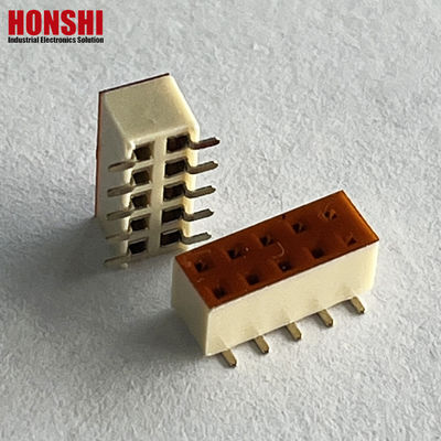 ربط الرأس الأنثوي صفين اللوحة البيضاء 2.54mm H7.1 10p SMT نوع PA6T لوحة PCB