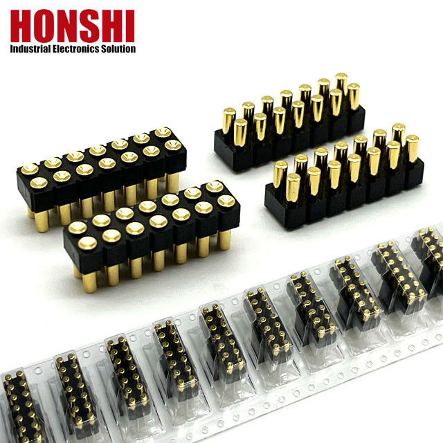 2.54mm High Current Pogo Pin Connector الإناث 2x7P المصفوفة بالذهب H2.5 SMT نوع لـ PCB
