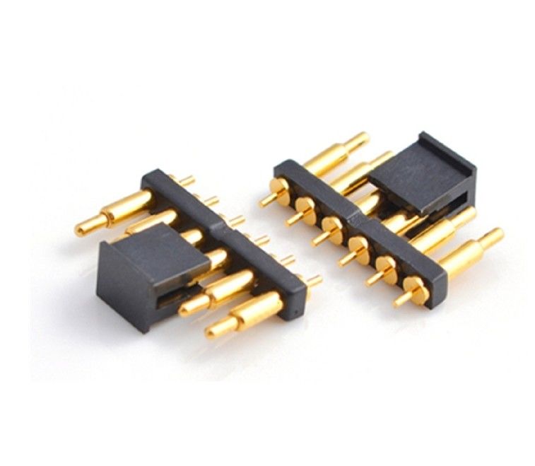 خصيص 2.54mm Pitch Male 6 Pin 1.5mm PCB Connector ربيع محمل بـ Pogo Pin Connector