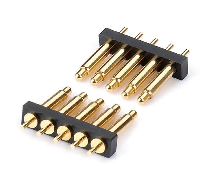 2.54mm Pitch Male 5 Pin PCB Connector ربيع محمل Pogo Pin Connector نوع الغطس