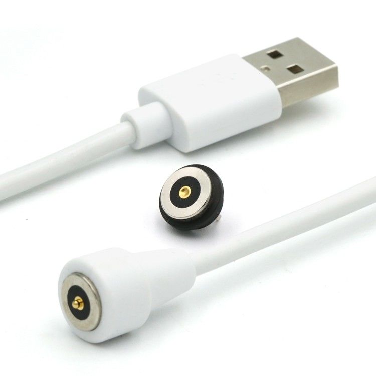 2 دبوس مغناطيسي بوجو دبوس رابط كابل إلى USB نوع A M كابل أبيض