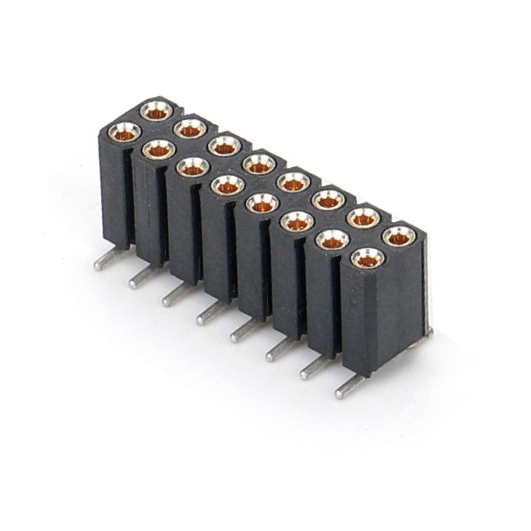 2.54mm صف مزدوج H7.0mm SMT PCB النحاسية المعالجة الدائرية المرأة ربط الرأس PA6T الأسود