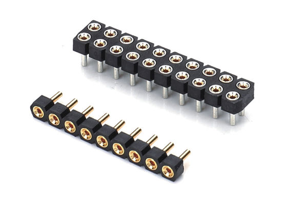 2.0 ملم محركات مستديرة إمرأة دبوس رأس وصلة صف مزدوج PCB H2.8 ملم 7.4 ملم