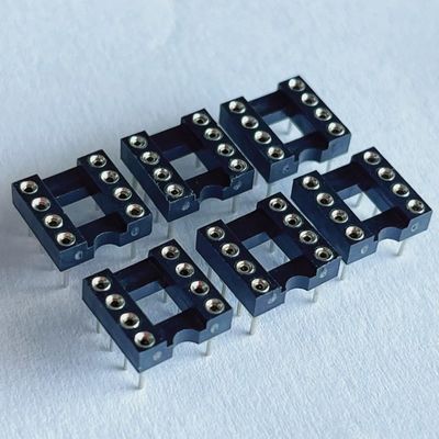 2.54mm 8 Pin IC Socket Connector Female Straight Pin Header PBT مواد العزل الأسود